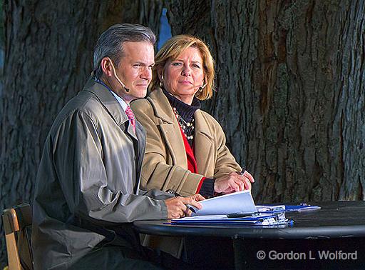 CJOH News In Merrickville_15788v2.jpg - Ottawa's most popular evening newscast, CTV's CJOH,out of the studio and on location in Merrickville.Anchors Graham Richardson and Carol Anne Meehan photographed at Merrickville, Ontario, Canada.